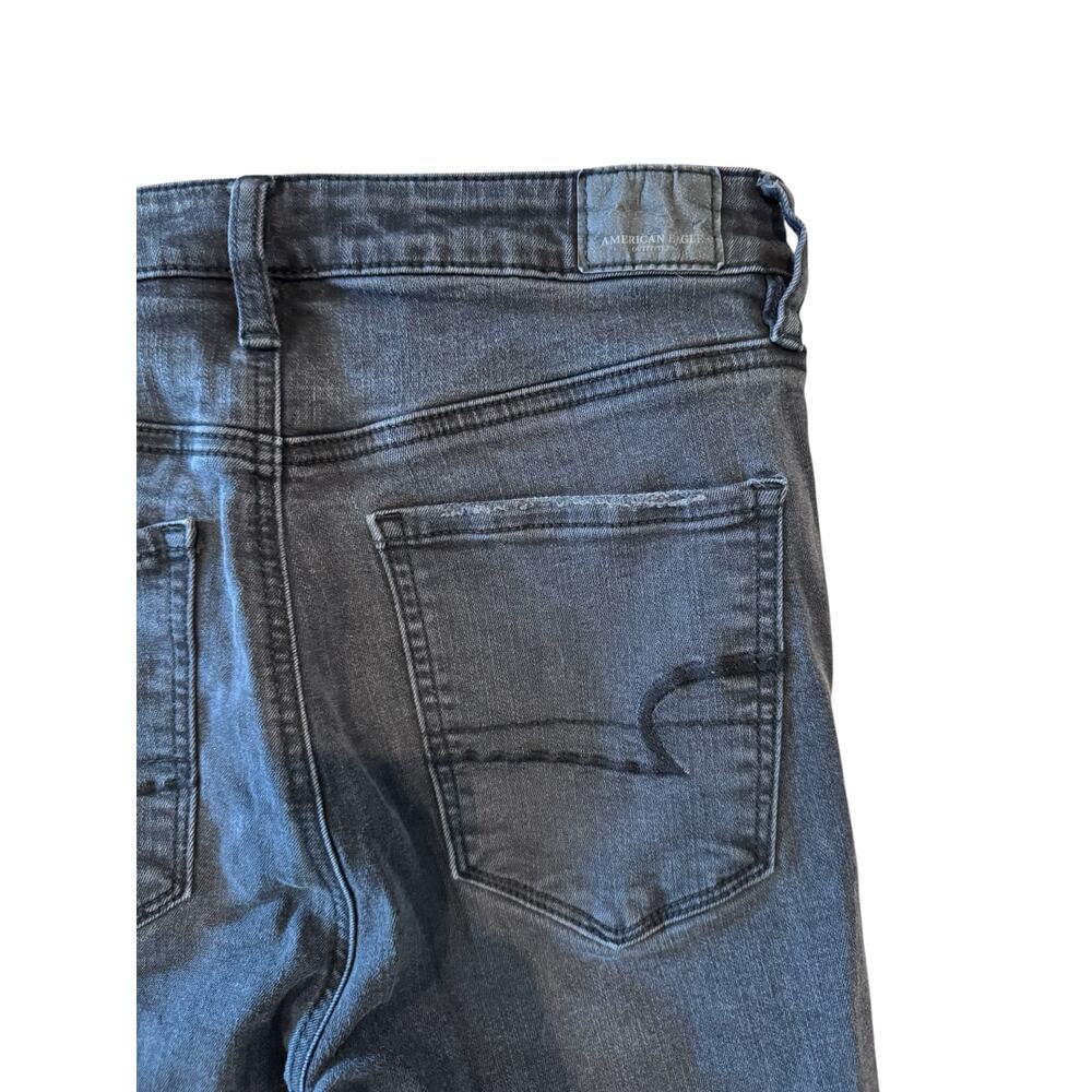American Eagle Super Hi-Rise Stretch Jegging Black Distressed Skinny Jeans Sz 6 - Picture 4 of 10